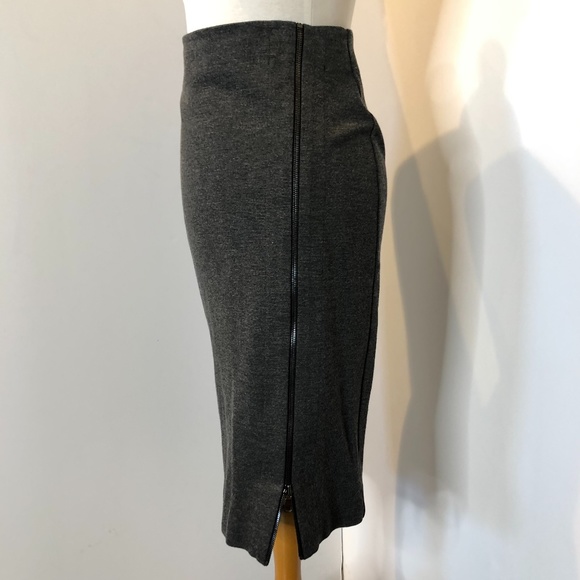 Three Dots Dark Grey Front Asymmetrical Zip Skirt - Picture 11 of 12